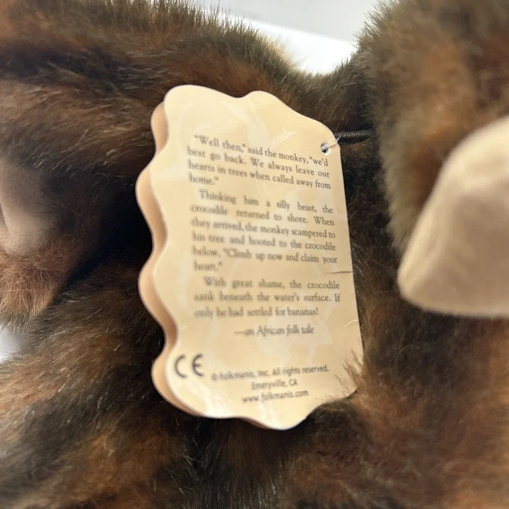NWT Folkmanis Monkey Hand Puppet Plush Brown Stuffed Animal Collectible‎ Toy